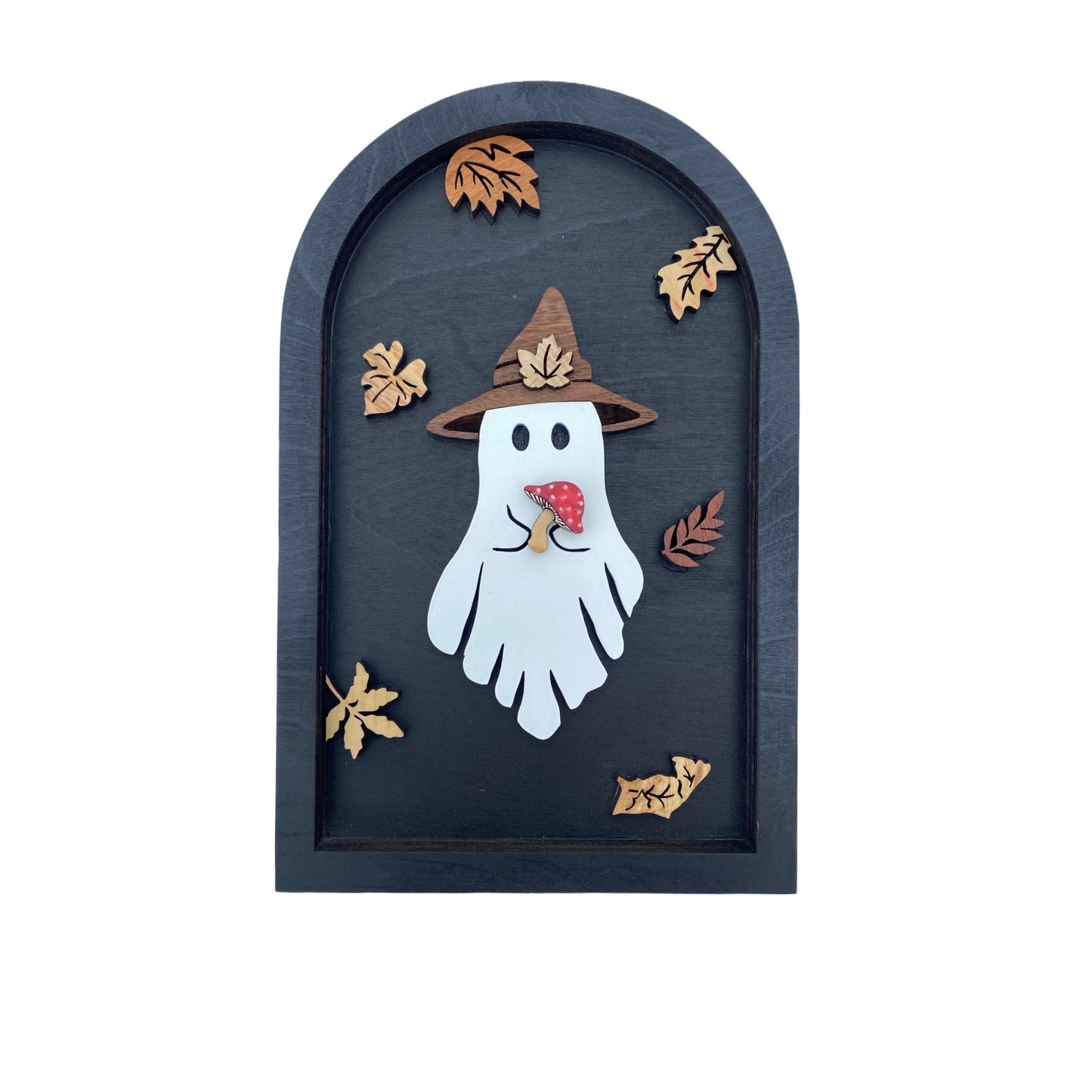 Witchy Fall Ghost with Mushroom | Wood Sign