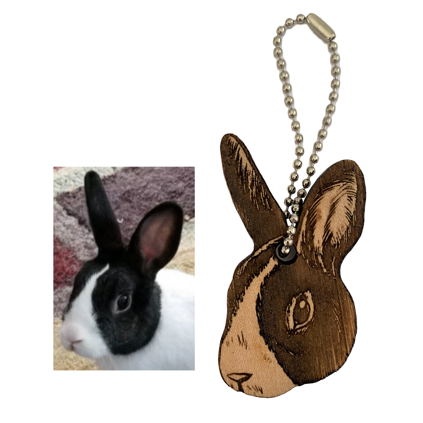 Custom Pet Portrait Wood Keychain