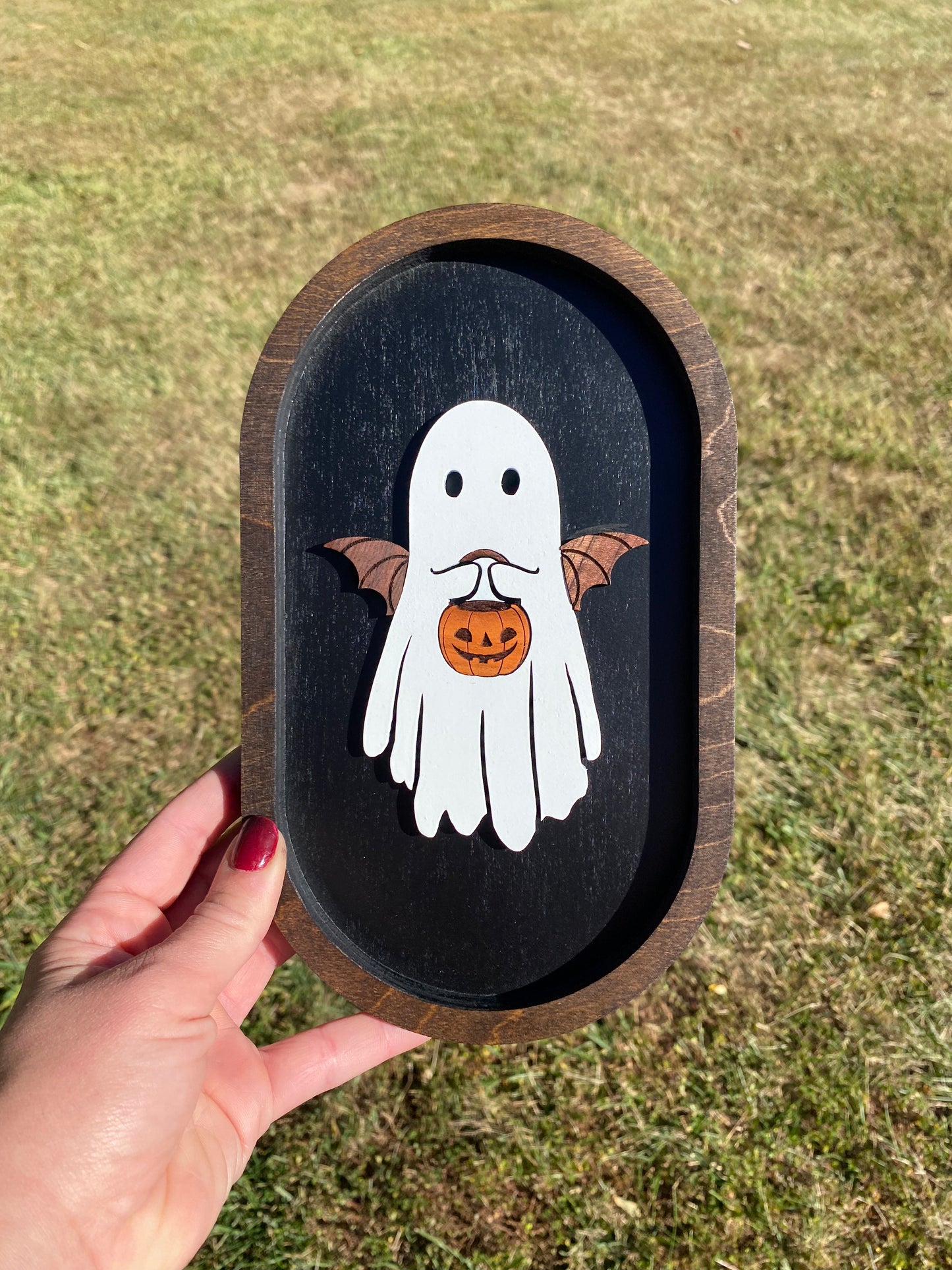 Bat Ghost Trick or Treat | Wood Sign