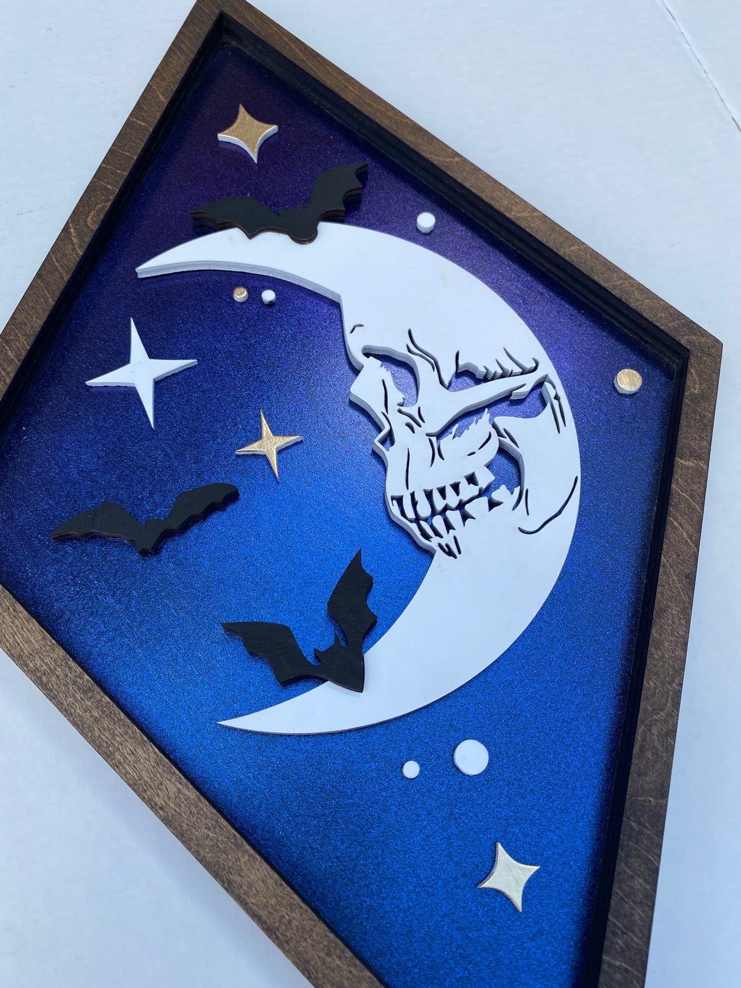 Skull Moon Halloween Night Sky | Wood Sign