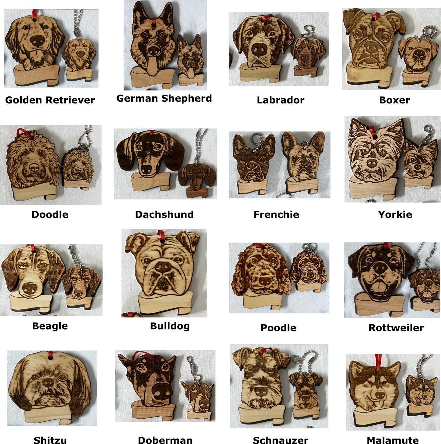 Dog Breeds | Custom Name | Wooden Keychain
