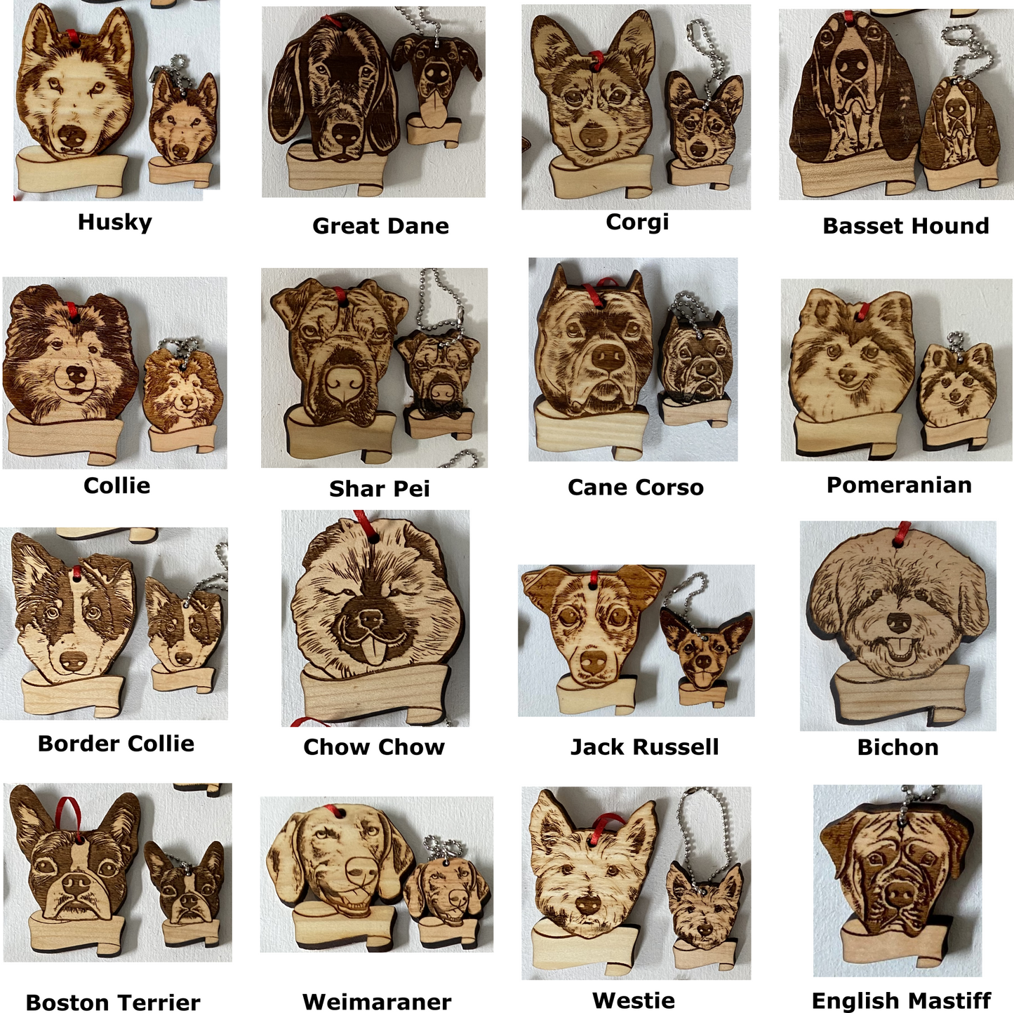 Dog Breeds | Custom Name | Wooden Keychain