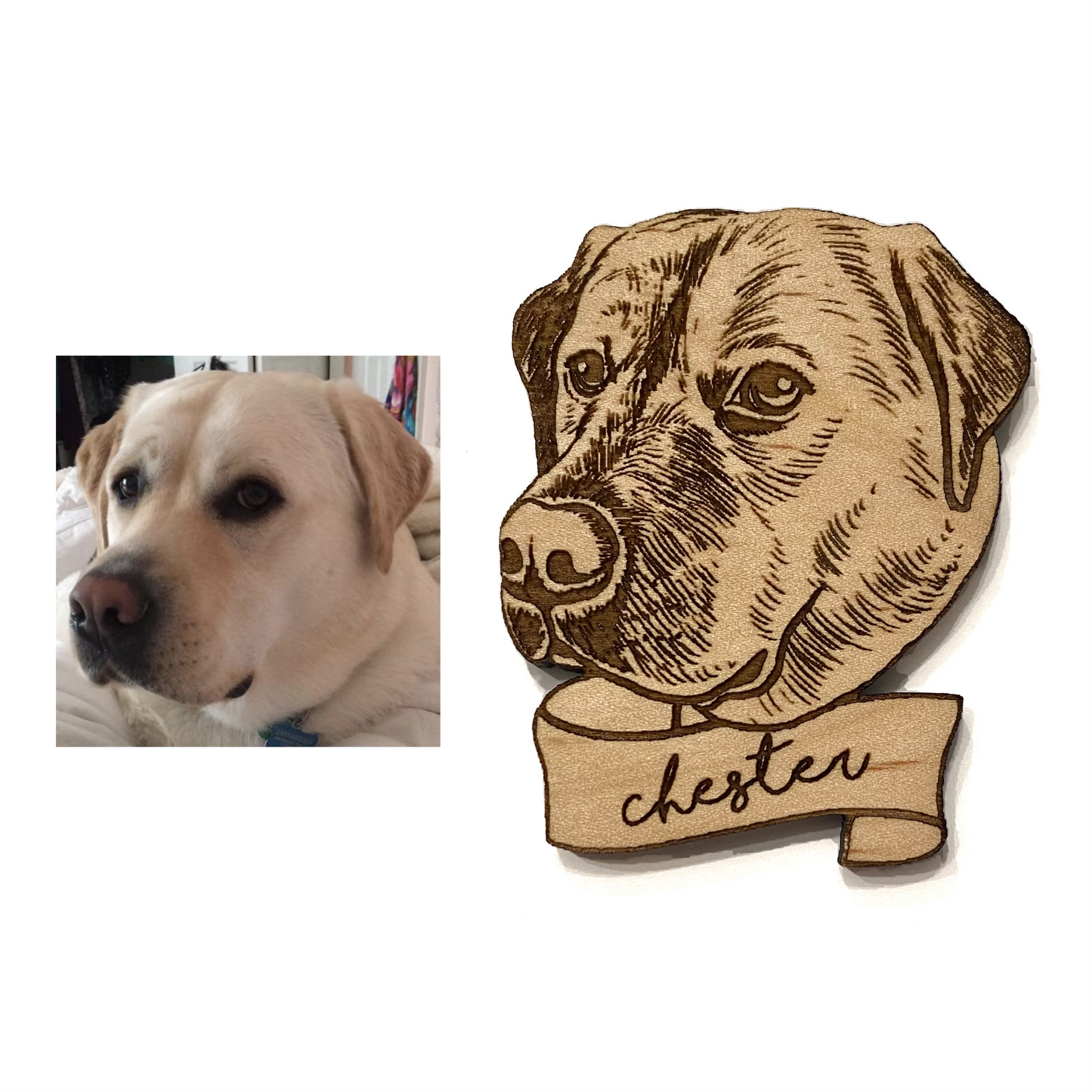 Custom Pet Portrait Wooden Magnet