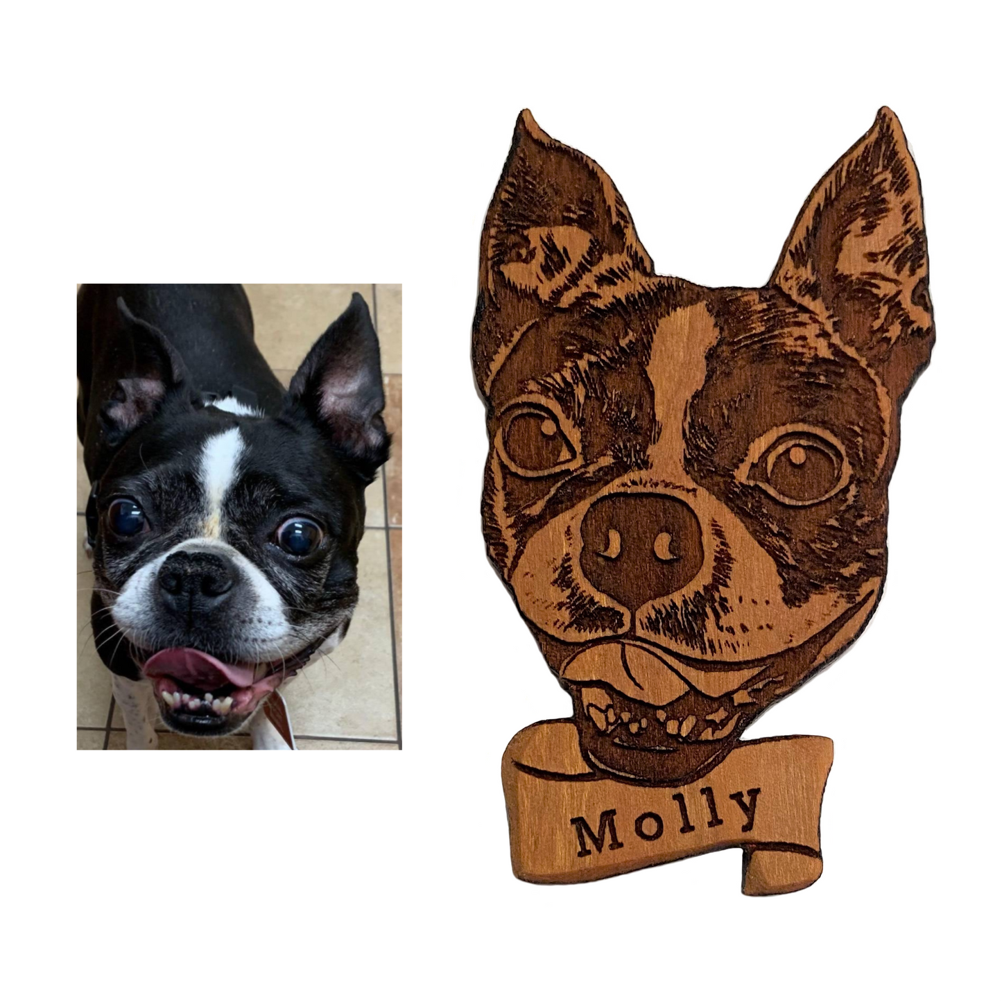 Custom Pet Portrait Wooden Magnet