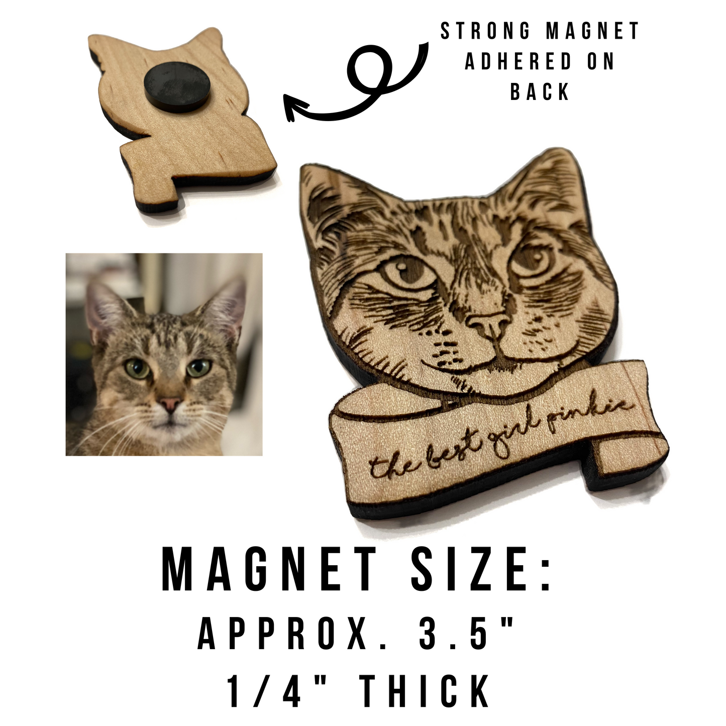 Custom Pet Portrait Wooden Magnet
