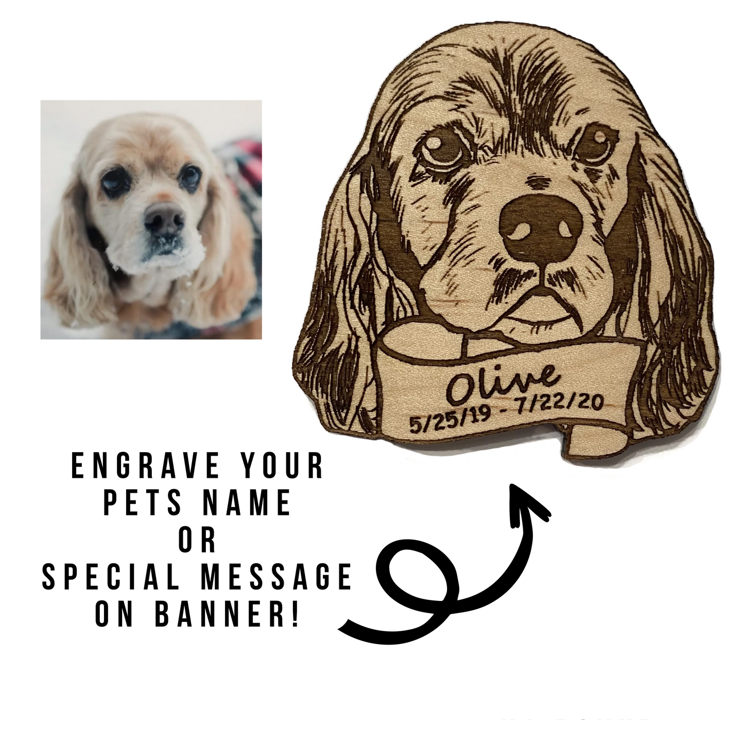 Custom Pet Portrait Wooden Magnet