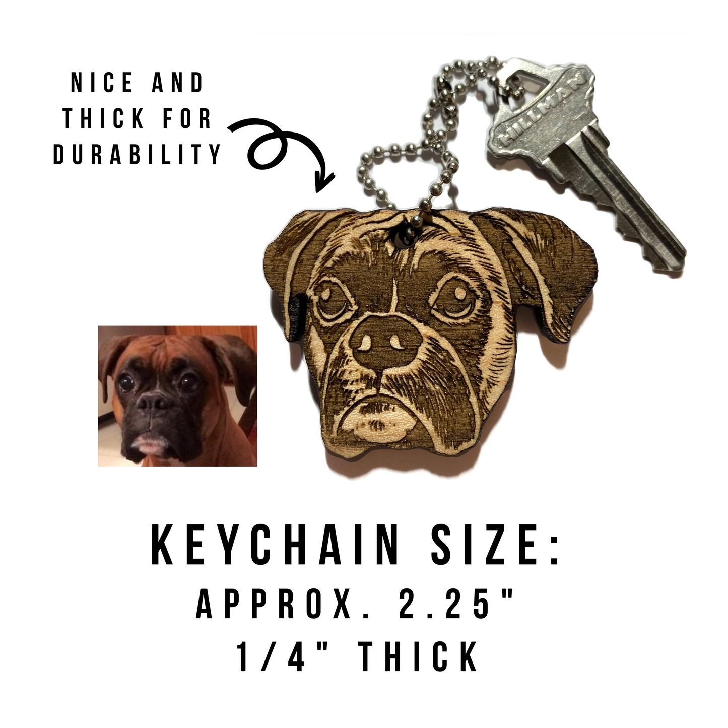 Custom Pet Portrait Wood Keychain