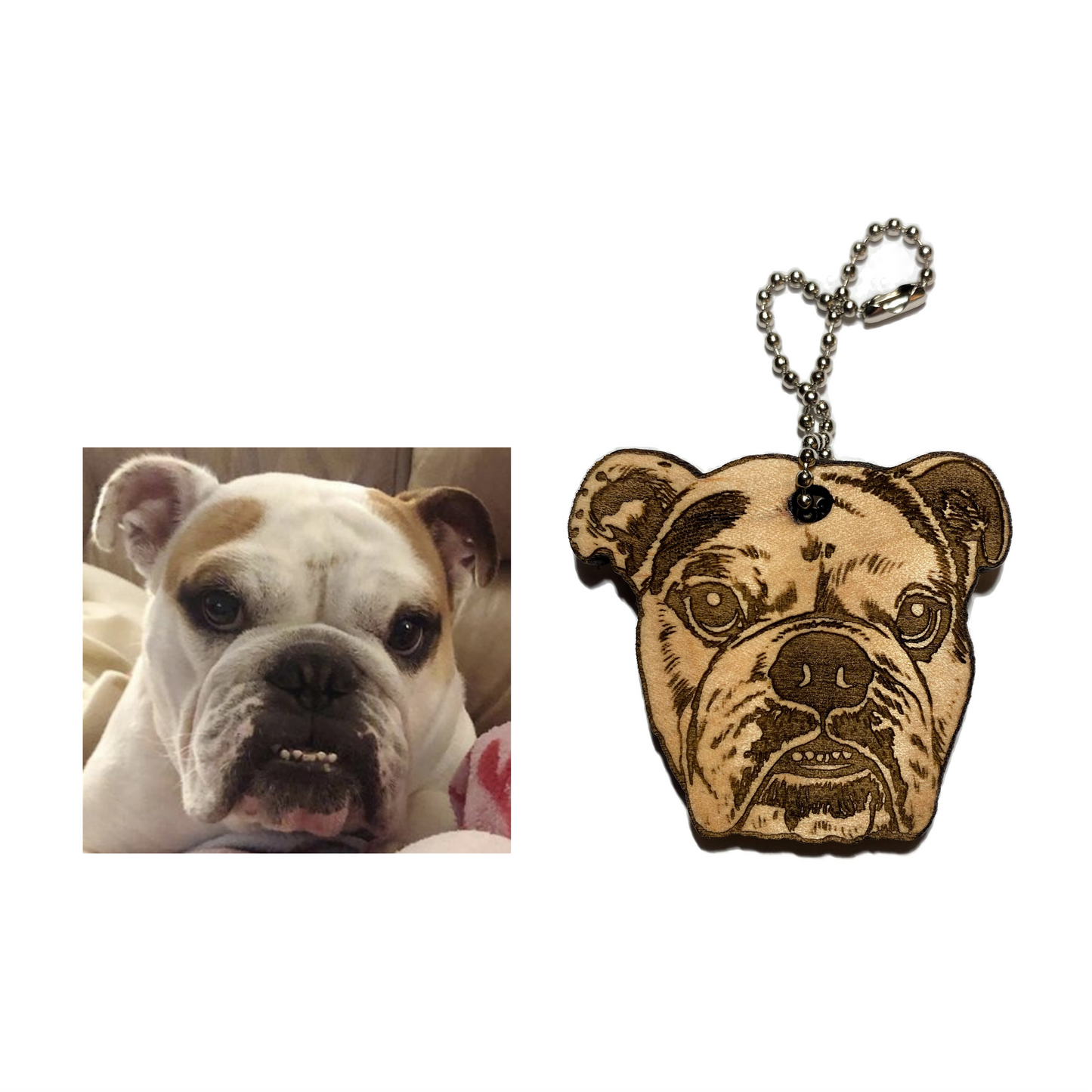 Custom Pet Portrait Wood Keychain