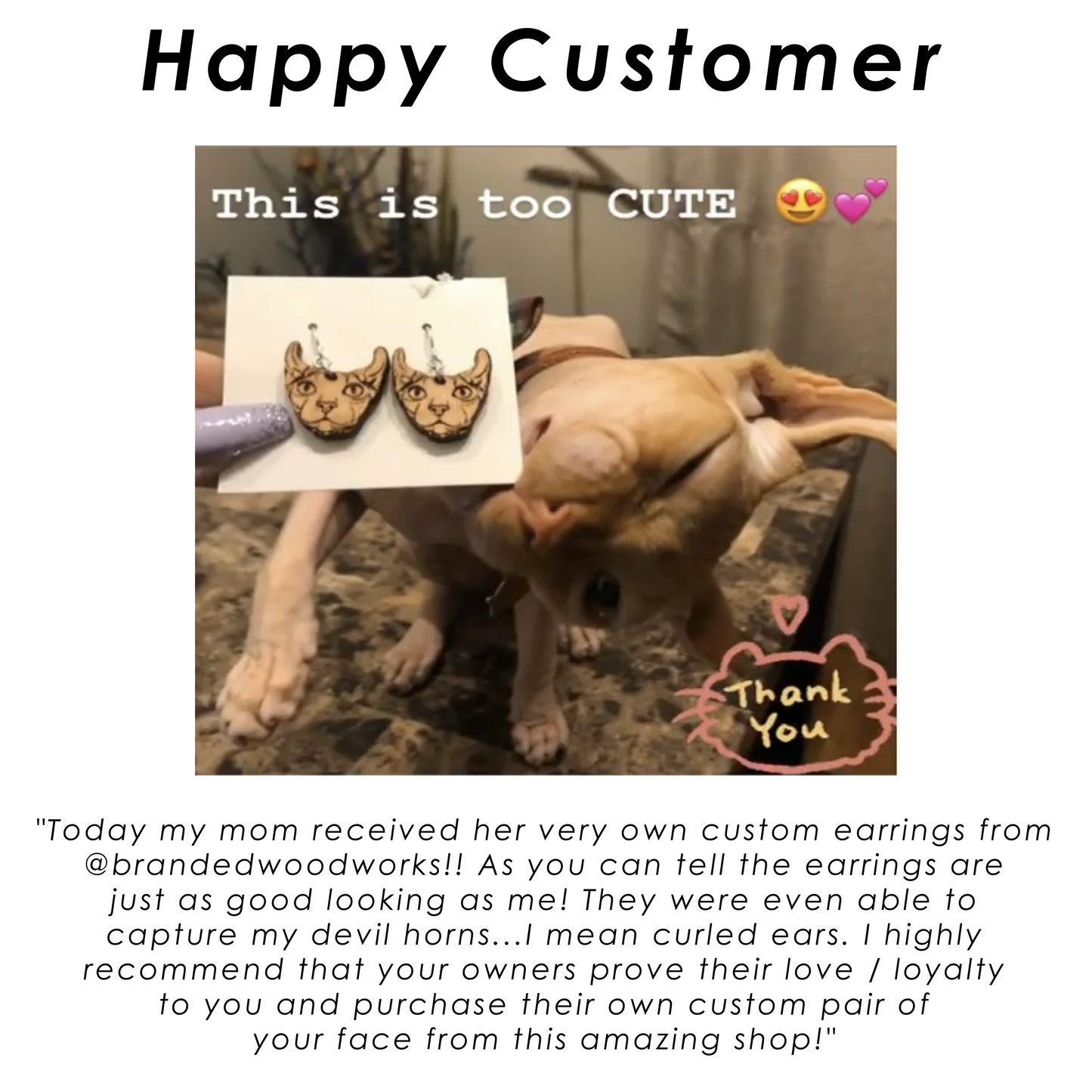Custom Pet Portrait Wooden Dangle Earrings Sterling Silver