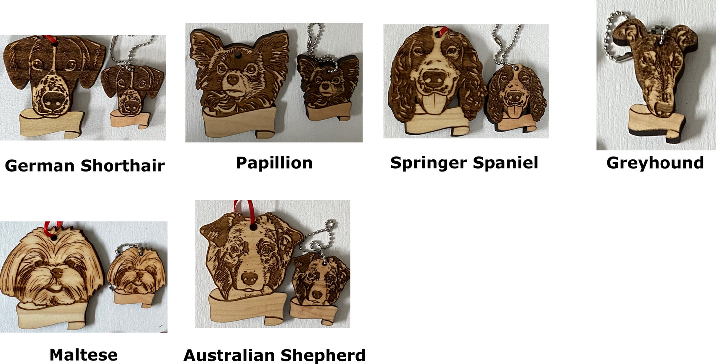Dog Breeds | Custom Name | Wooden Keychain