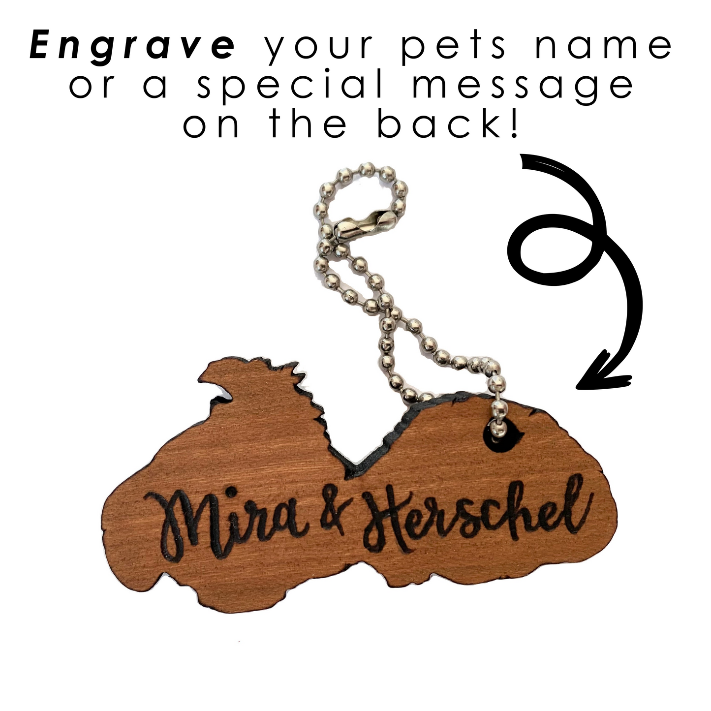 Custom Pet portrait for two pets | Wooden Keychain