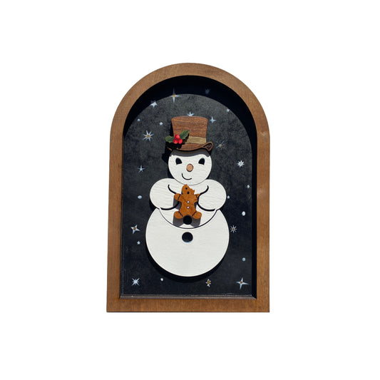 Cute Snowman Sign | Framed Arch Wall Art