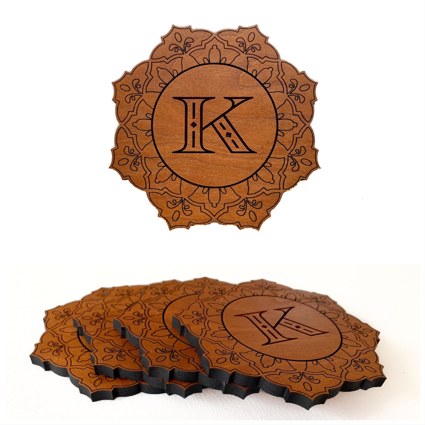 Personalized Wood Mandala Coasters
