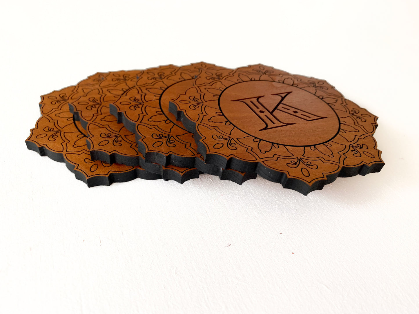 Personalized Wood Mandala Coasters