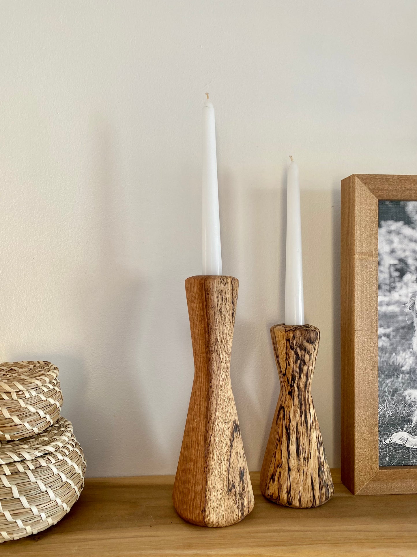 Wooden Candlestick Holder Set | Taper Candle Holders